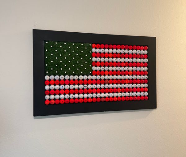 Custom Golf Themed American Flag Wall Mount
