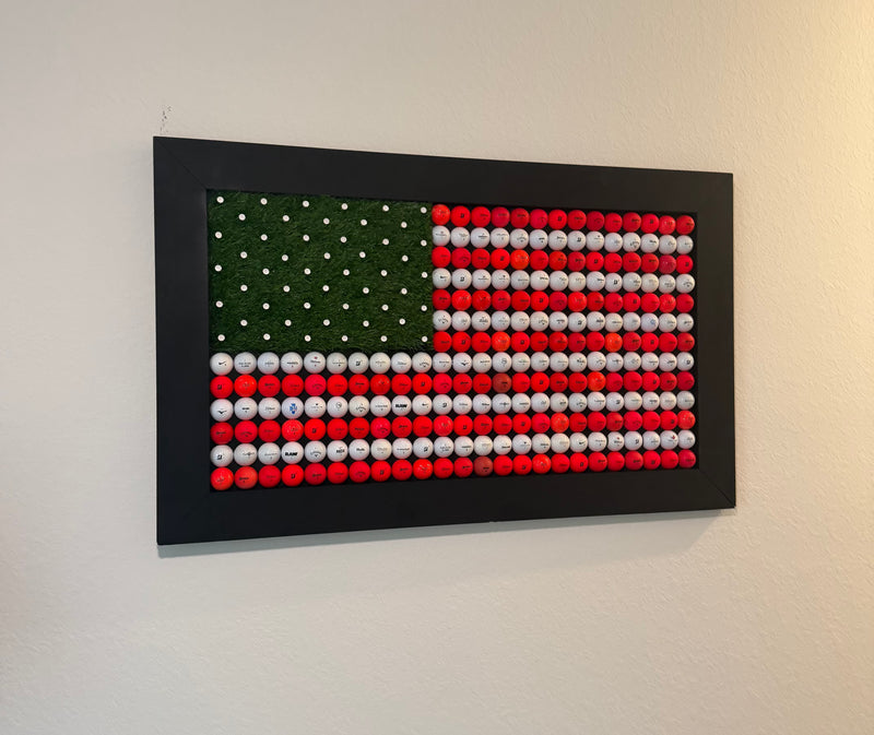 Custom Golf Themed American Flag Wall Mount