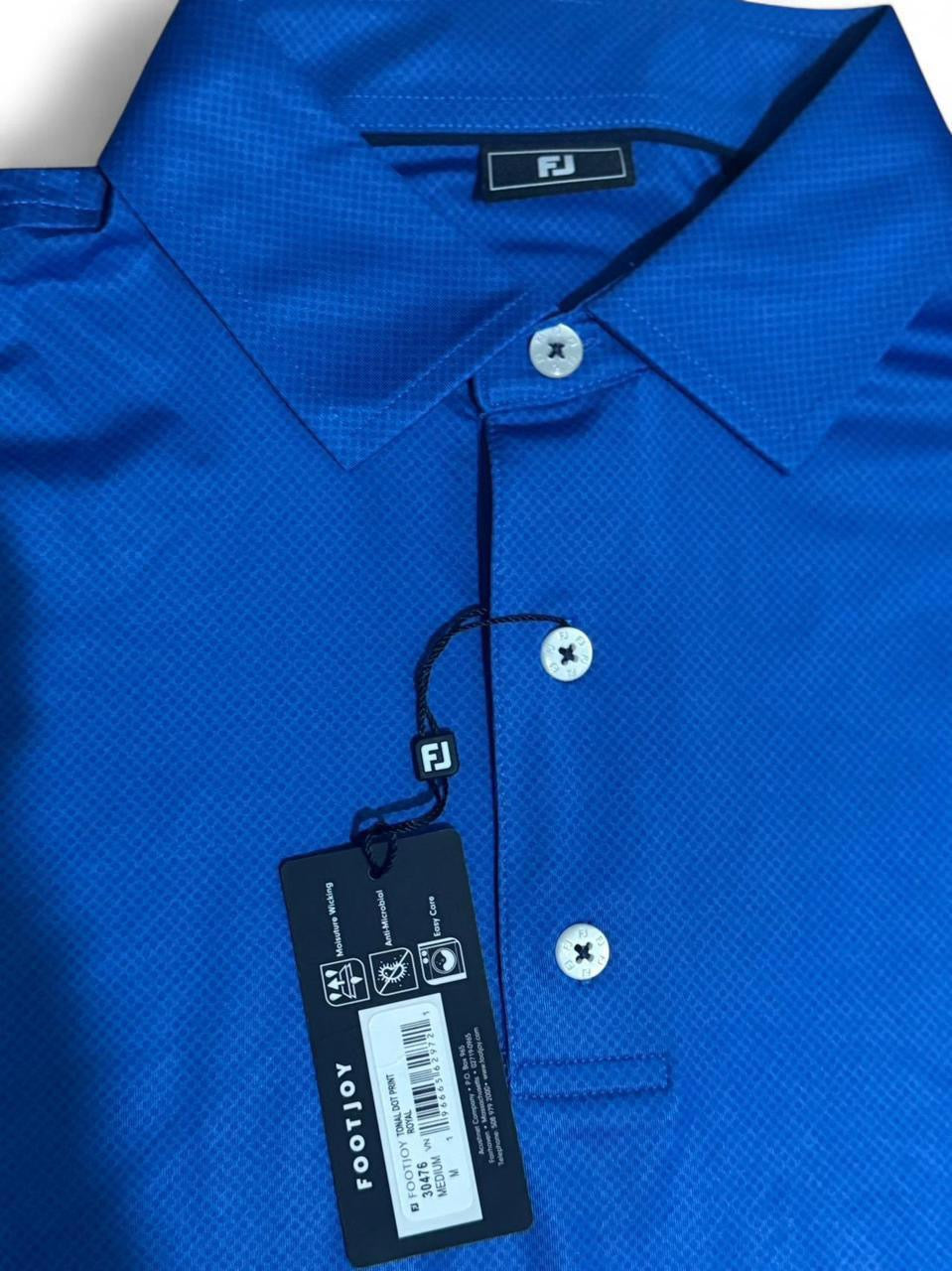 FootJoy performance tonal dot lisle golf polo “Royal” shirt Size M