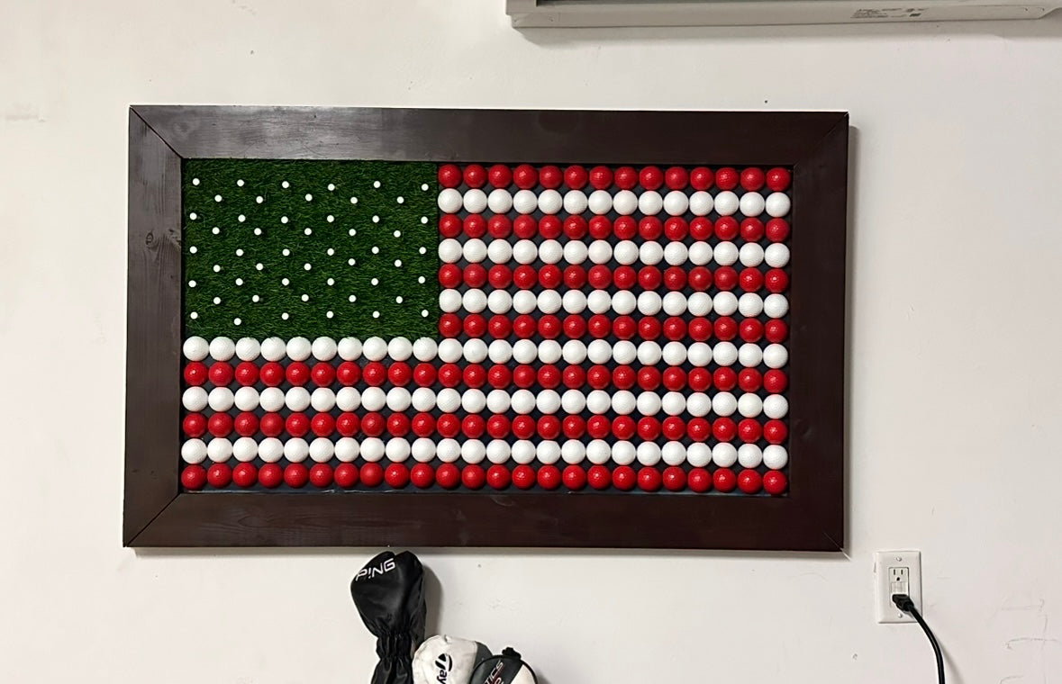 Handmade custom Golf Themed American Flag Wall Display
