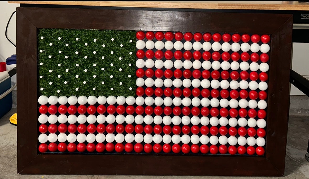 Golf Ball American Flag Display - NO logos