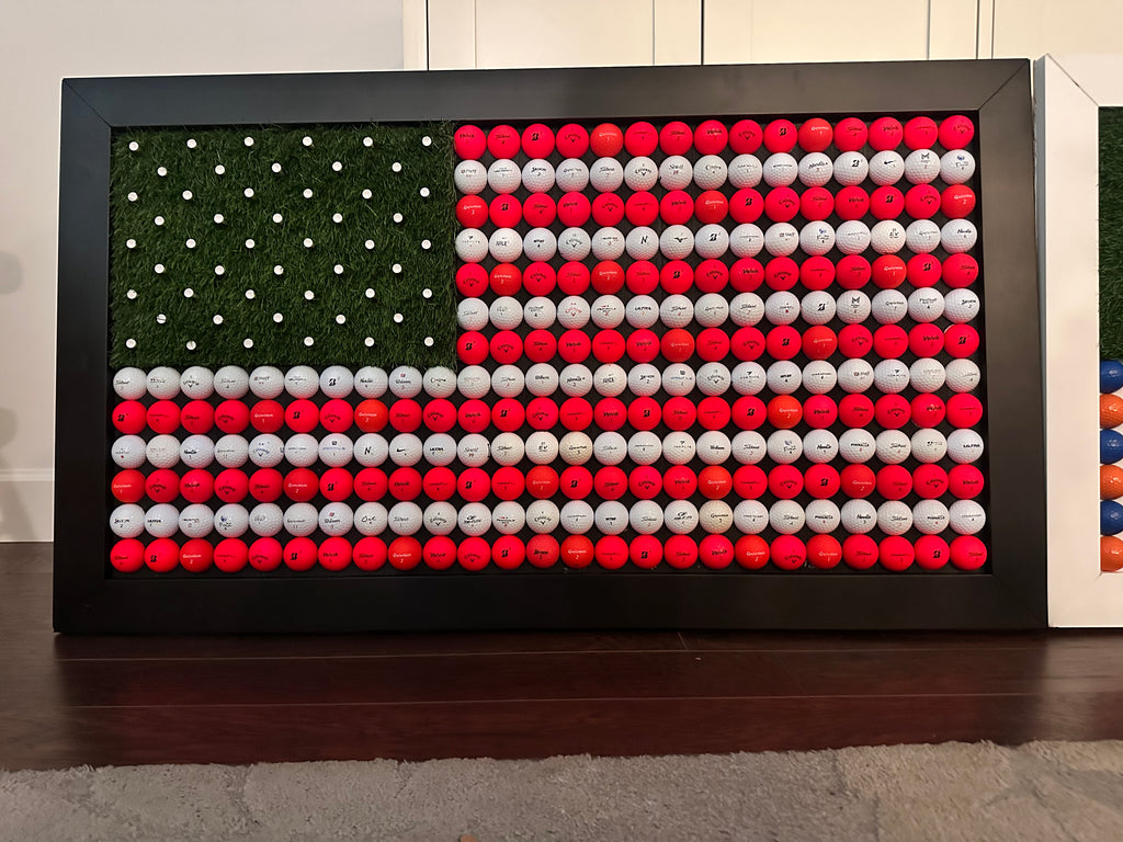 Custom Golf Themed American Flag Wall Mount